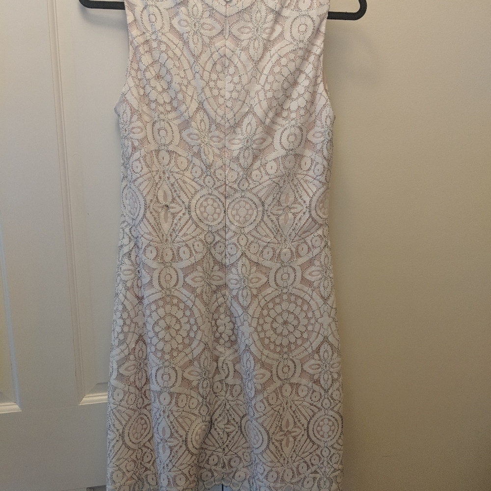 White and blush lace dress
